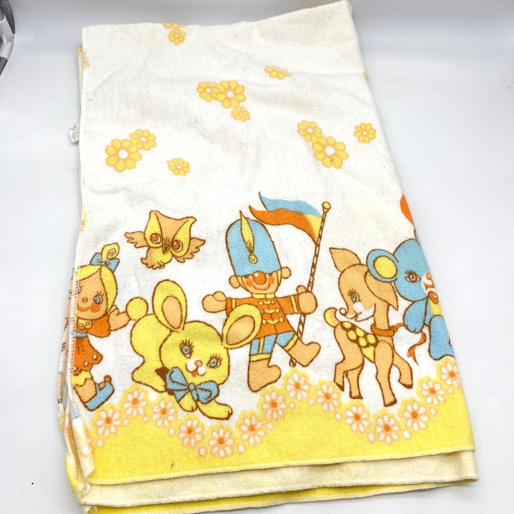 Vintage Comfort Toy Fair Receiving Blanket 100‎ Cotton Yellow Bunny 40x26 - Picture 8 of 11